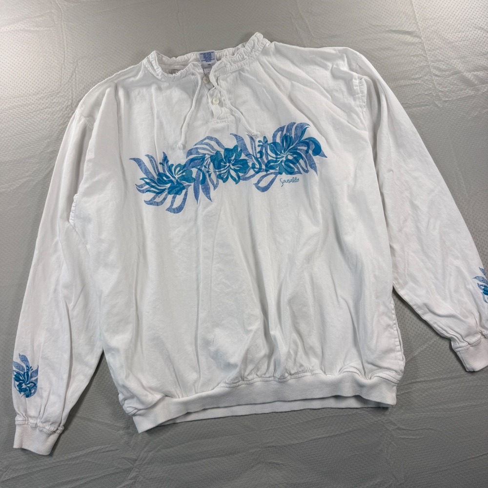 Vintage Crazy Shirts Hawaii Sausalito Floral Pullover Sweatshirt Mens XXL USA